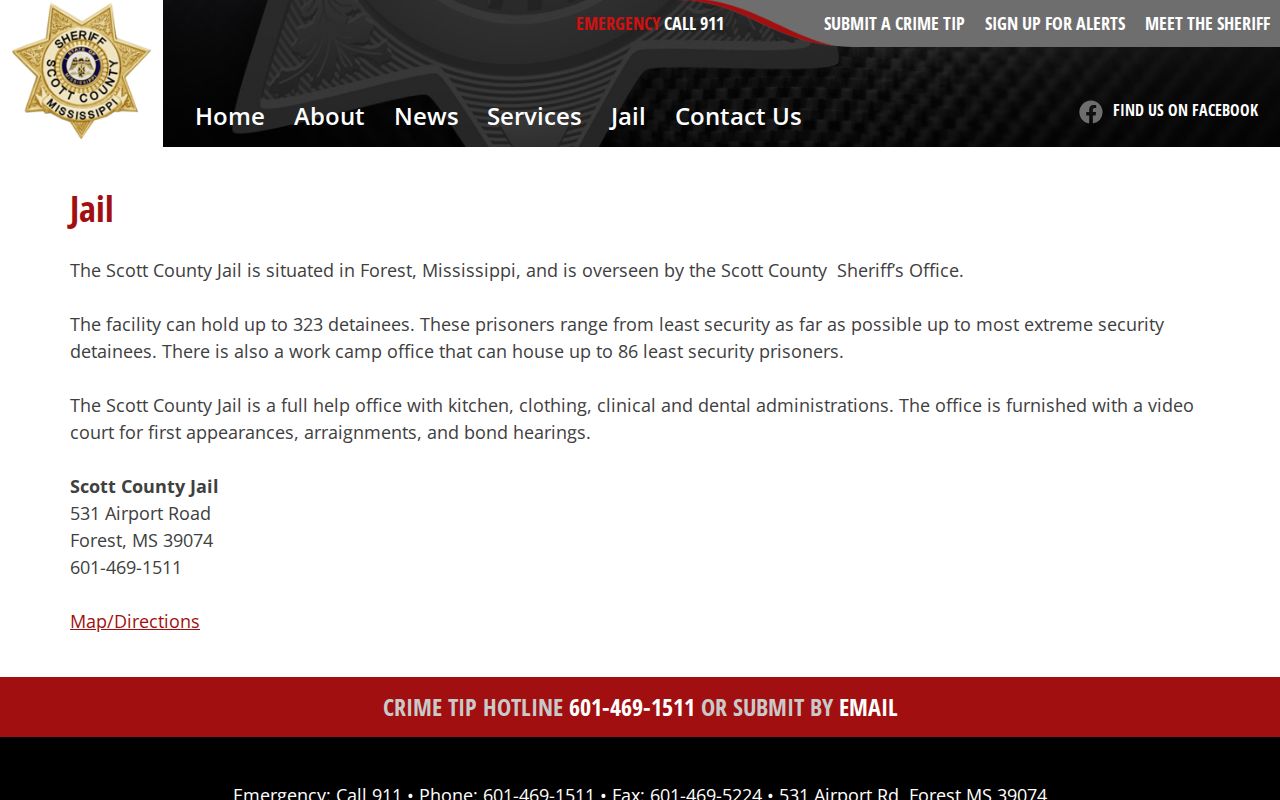 Scott County Jail release records facility details